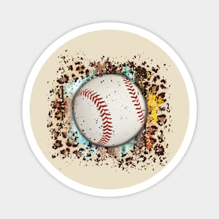 Leopard print baseball Magnet